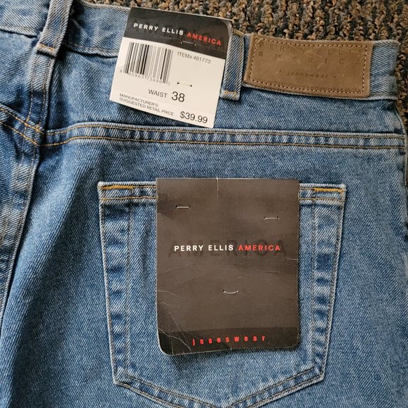 NWT Men's Perry Ellis 100% Cotton Denim Shorts Size 38 - Picture 4 of 8